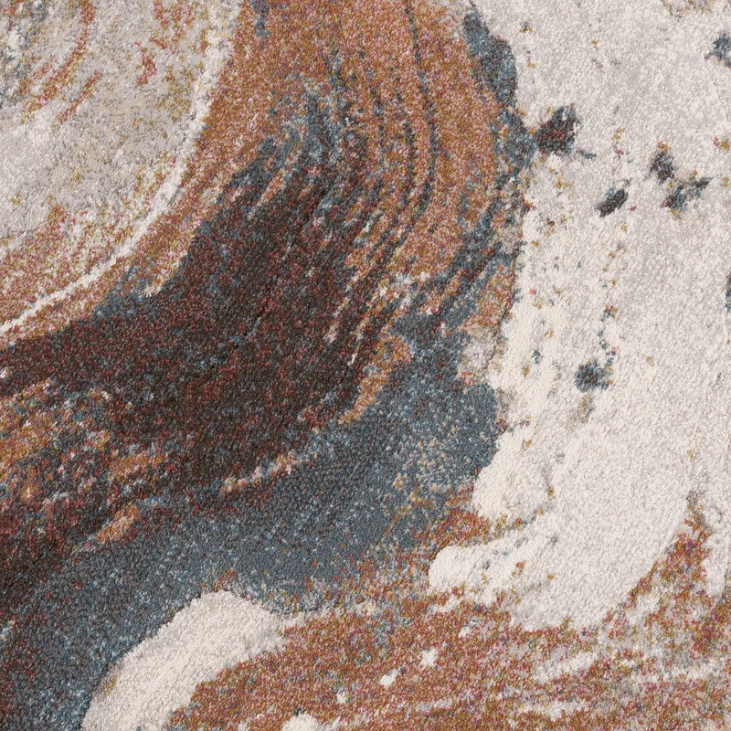 Teppich Abstrakt Rund - Xavier Wave Blau Rot