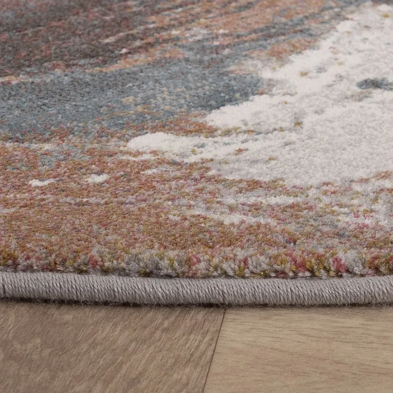 Teppich Abstrakt Rund - Xavier Wave Blau Rot
