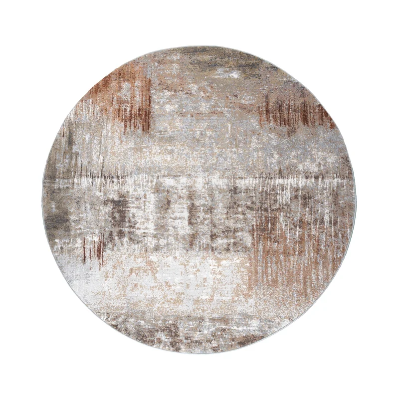 Teppich Abstrakt Rund - Xavier Scratch Taupe Rot