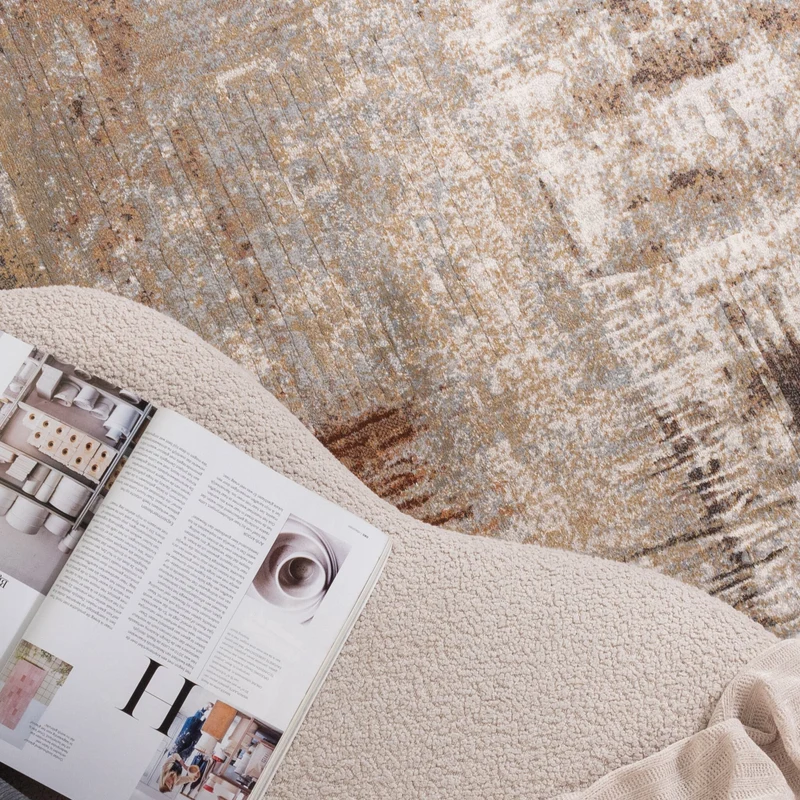 Teppich Abstrakt Rund - Xavier Scratch Taupe Rot