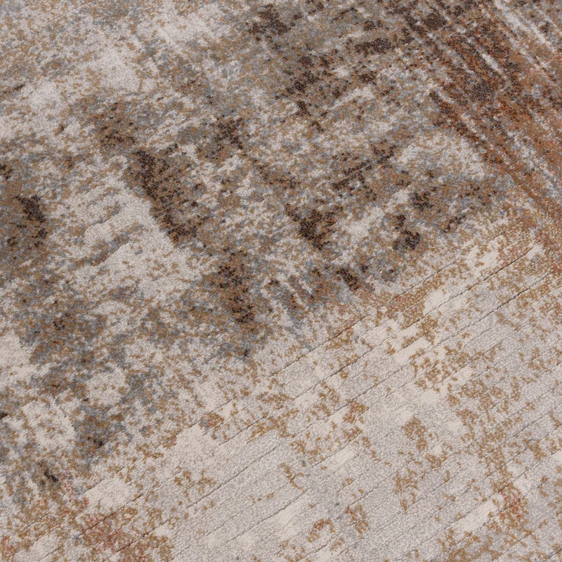 Teppich Abstrakt Rund - Xavier Scratch Taupe Rot