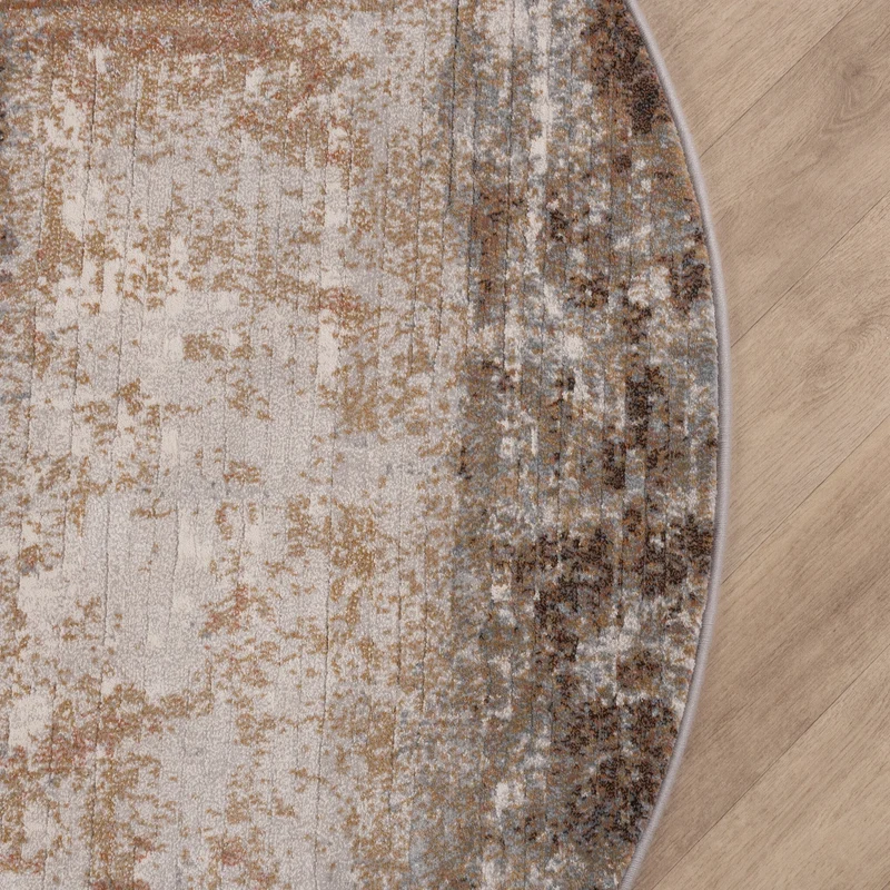 Teppich Abstrakt Rund - Xavier Scratch Taupe Rot