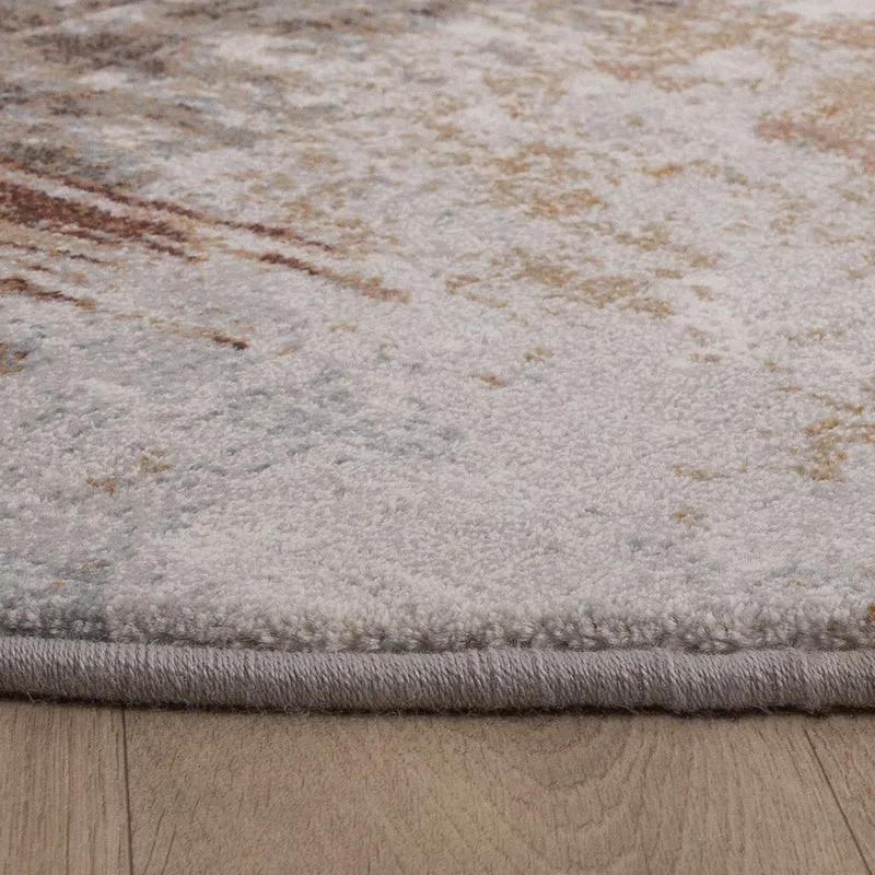 Teppich Abstrakt Rund - Xavier Scratch Taupe Rot
