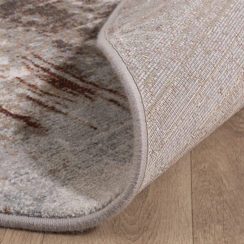 Teppich Abstrakt Rund - Xavier Scratch Taupe Rot