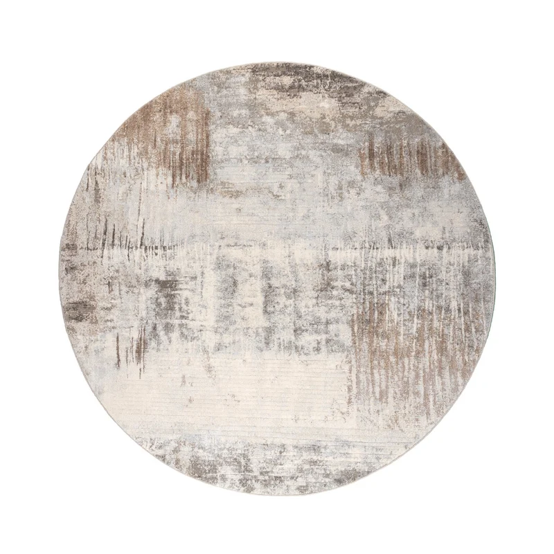 Teppich Abstrakt Rund - Xavier Scratch Taupe Grau