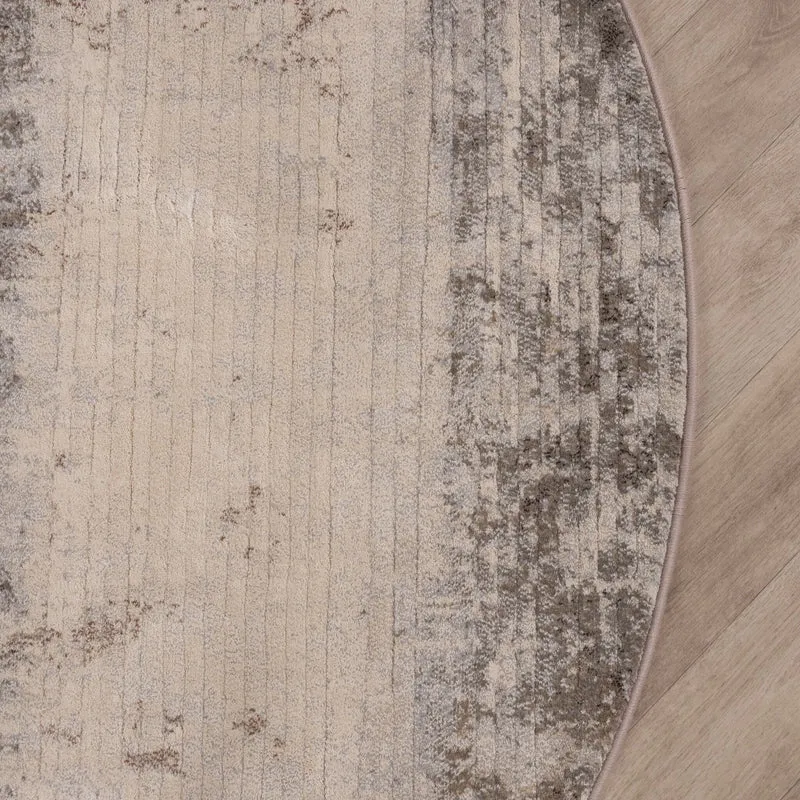 Teppich Abstrakt Rund - Xavier Scratch Taupe Grau