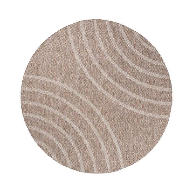 In- & Outdoor Teppich Rund - Sierra Curves Beige Creme