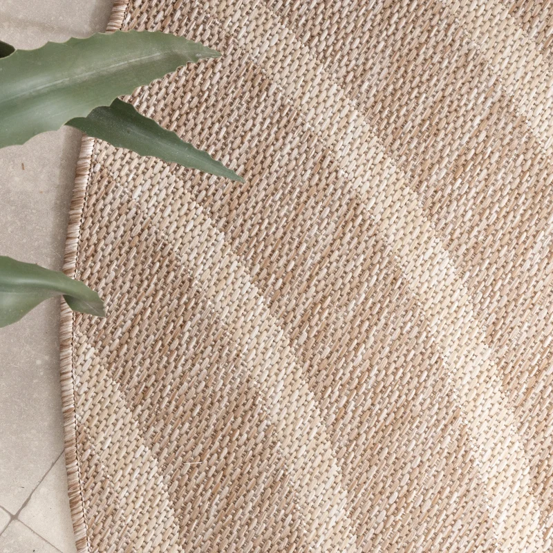 In- & Outdoor Teppich Rund - Sierra Curves Beige Creme