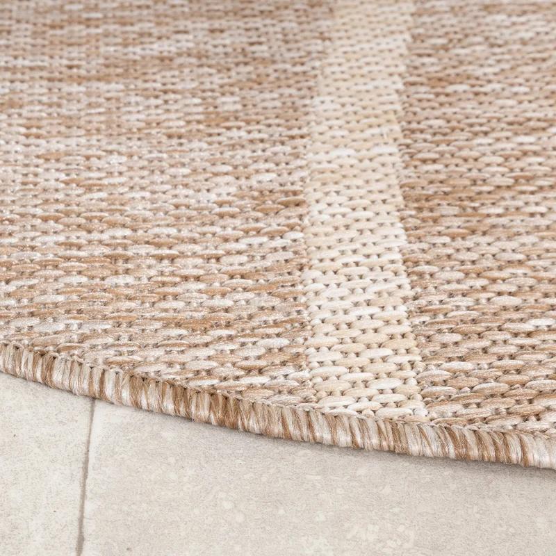 In- & Outdoor Teppich Rund - Sierra Curves Beige Creme