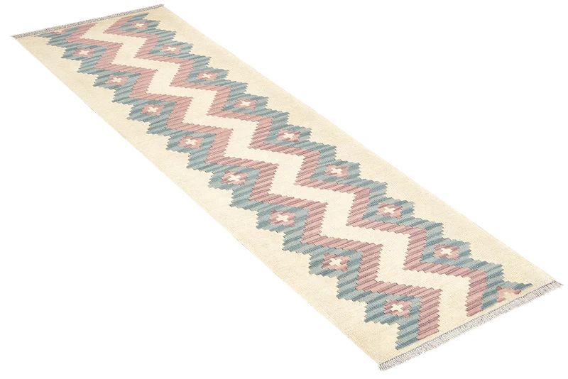 Kelim Gashgai · Handgewebt – Beige, 203x62 cm