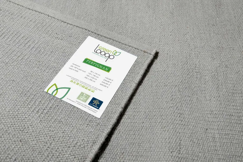 Kelim Teppich Grau aus Wolle "Perpignan" Green Looop