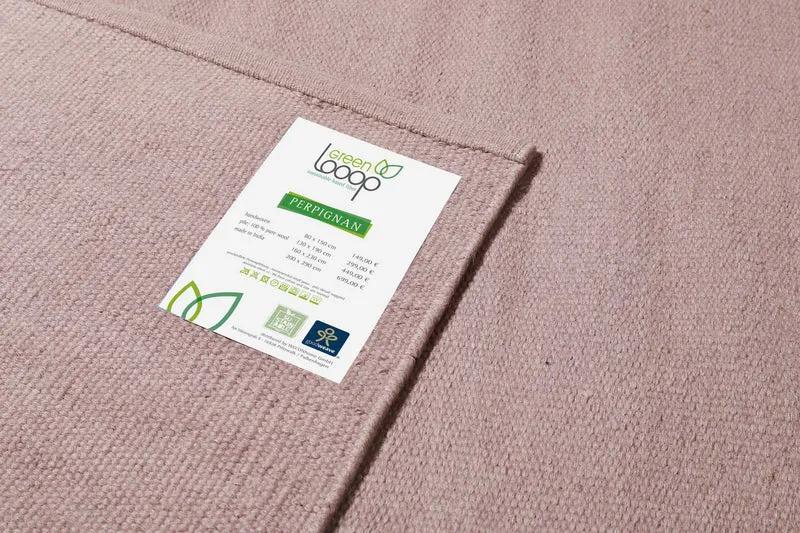 Kelim Teppich Flieder Altrosa aus Wolle "Perpignan" Green Looop