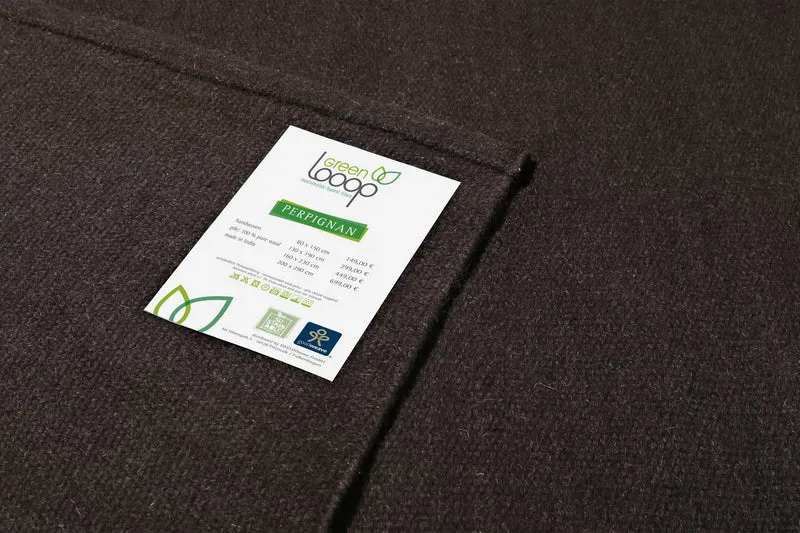 Kelim Teppich Braun aus Wolle "Perpignan" Green Looop