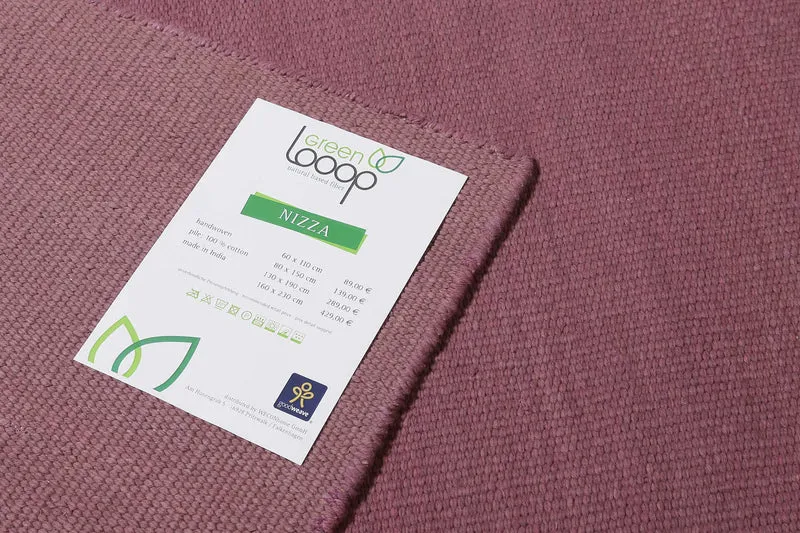 Kelim Teppich Flieder Rot aus Baumwolle "Nizza" Green Looop