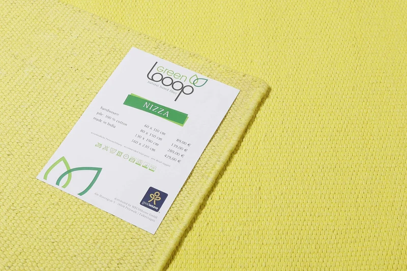 Kelim Teppich Gelb aus Baumwolle "Nizza" Green Looop