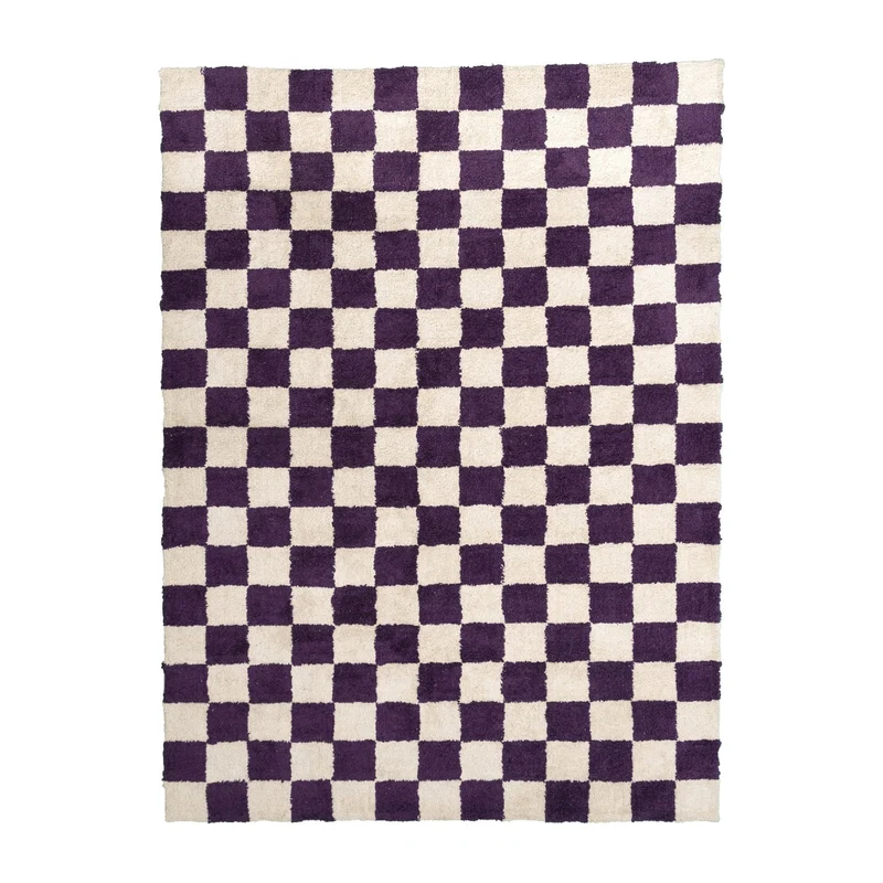Retro Teppich - Gambit Violett Weiß