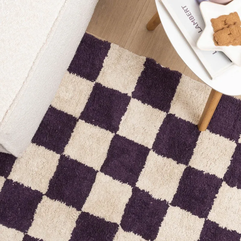 Retro Teppich - Gambit Violett Weiß