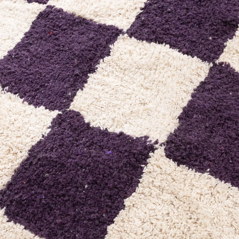 Retro Teppich - Gambit Violett Weiß