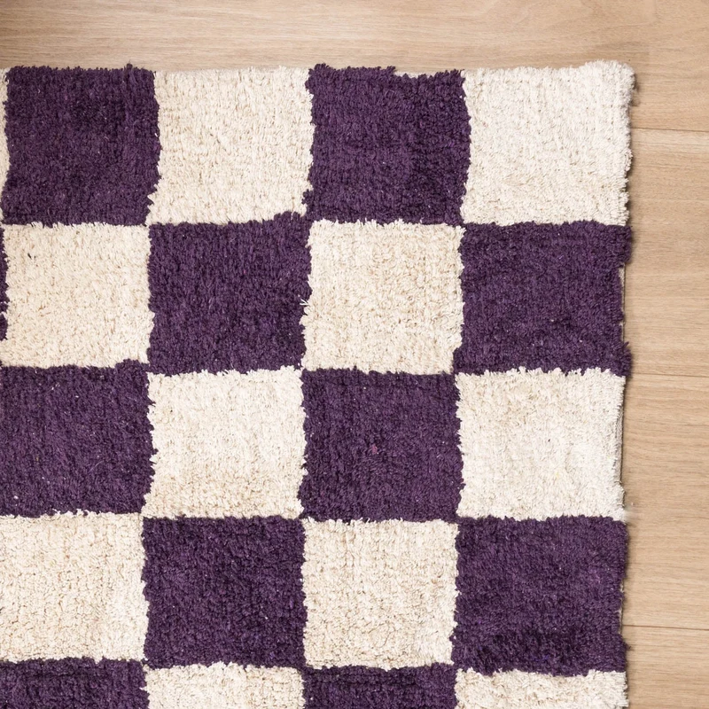 Retro Teppich - Gambit Violett Weiß