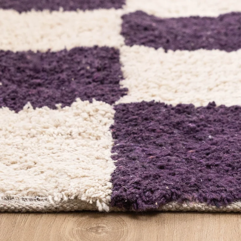 Retro Teppich - Gambit Violett Weiß