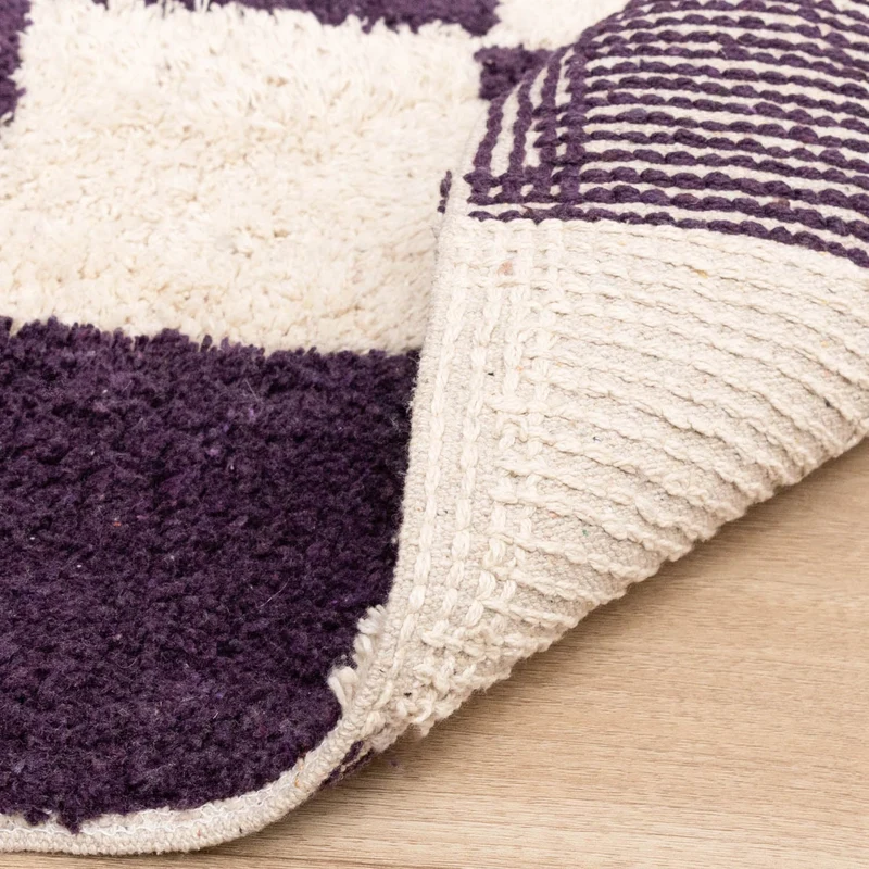 Retro Teppich - Gambit Violett Weiß