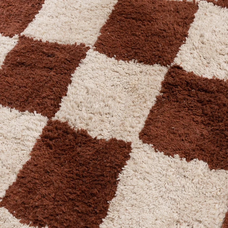 Retro Teppich - Gambit Braun Weiß
