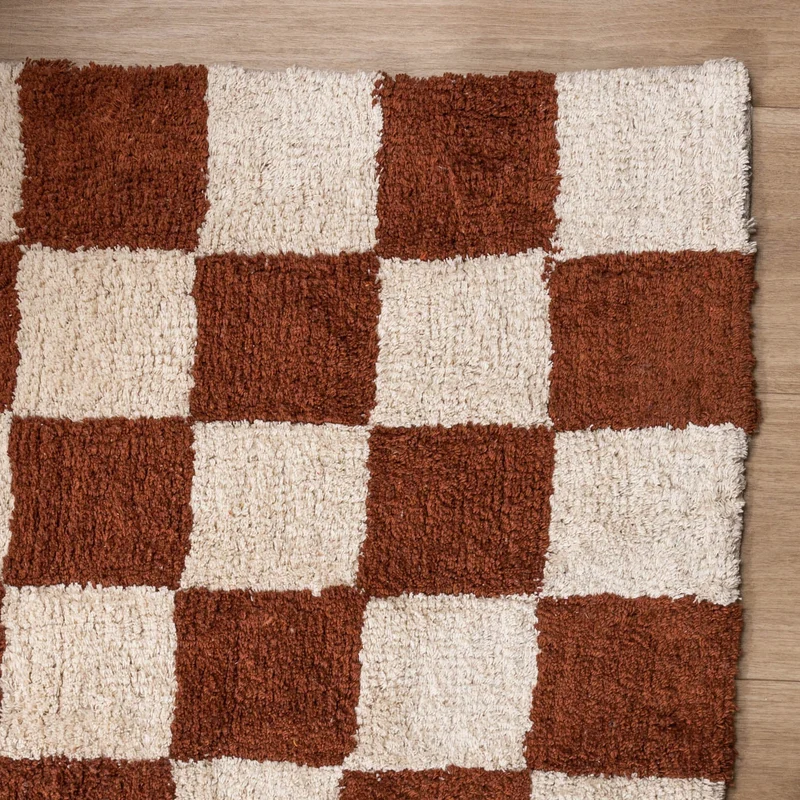 Retro Teppich - Gambit Braun Weiß