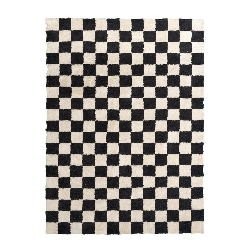 Retro Teppich - Gambit Schwarz Weiß