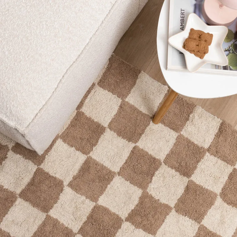 Retro Teppich - Gambit Beige Weiß
