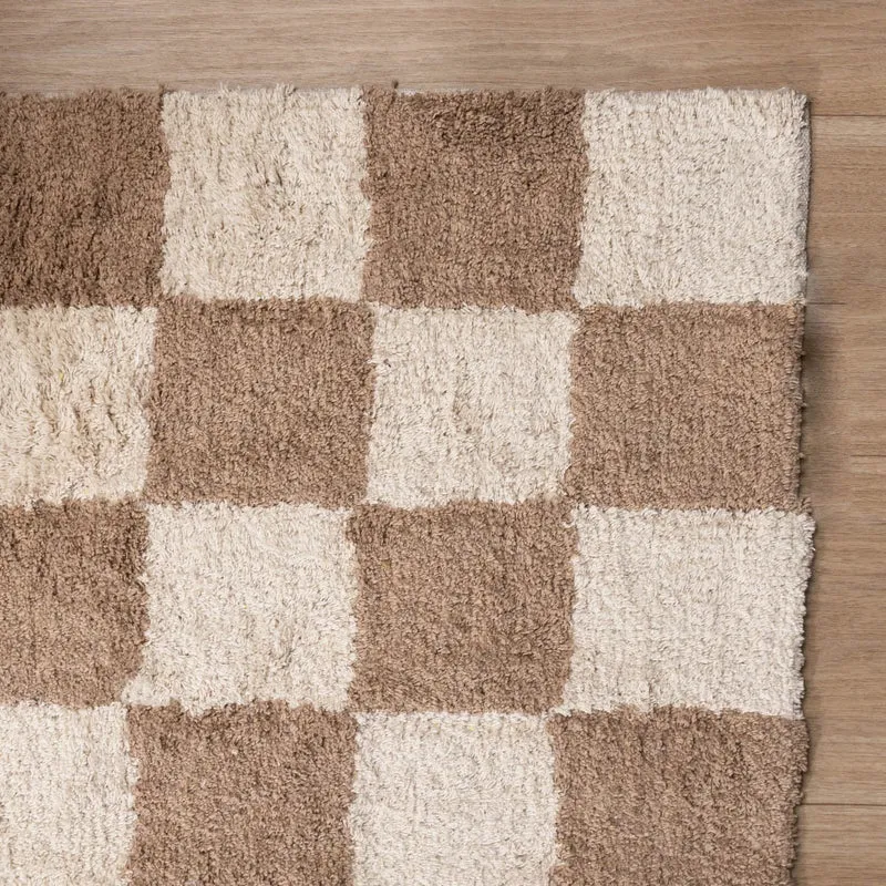 Retro Teppich - Gambit Beige Weiß