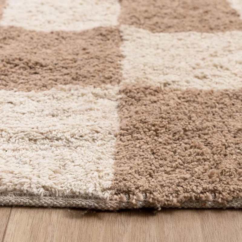 Retro Teppich - Gambit Beige Weiß