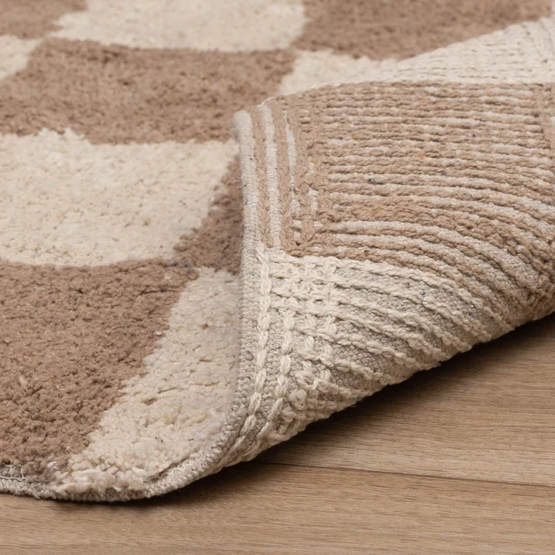 Retro Teppich - Gambit Beige Weiß