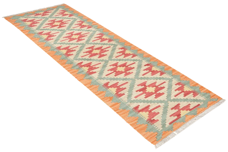 Kelim Gashgai · Handgewebt – Beige, 201x63 cm