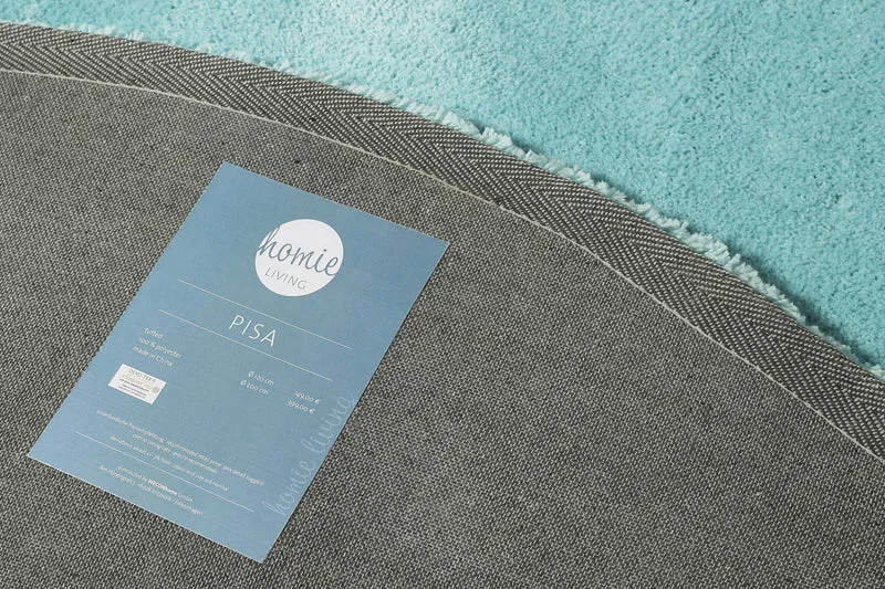 Teppich Rund Türkis Hochflor "Pisa" Homie Living