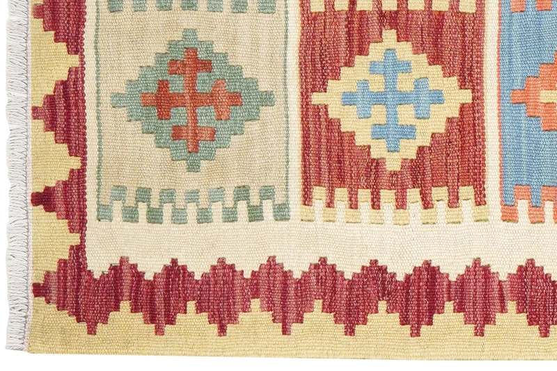 Kelim Gashgai · Handgewebt – Beige, 203x59 cm