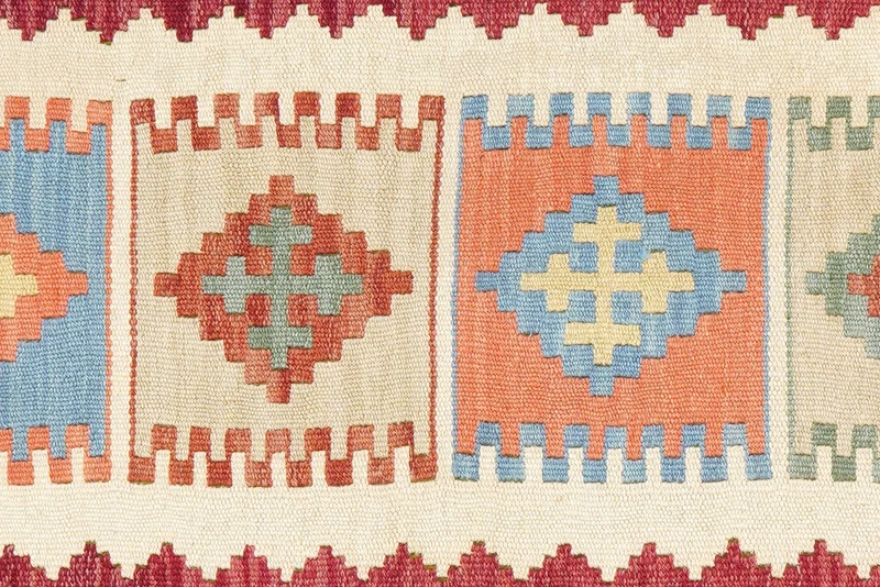 Kelim Gashgai · Handgewebt – Beige, 203x59 cm