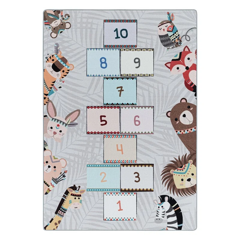 Spielteppich - Pleun Animals Hopscotch Grau