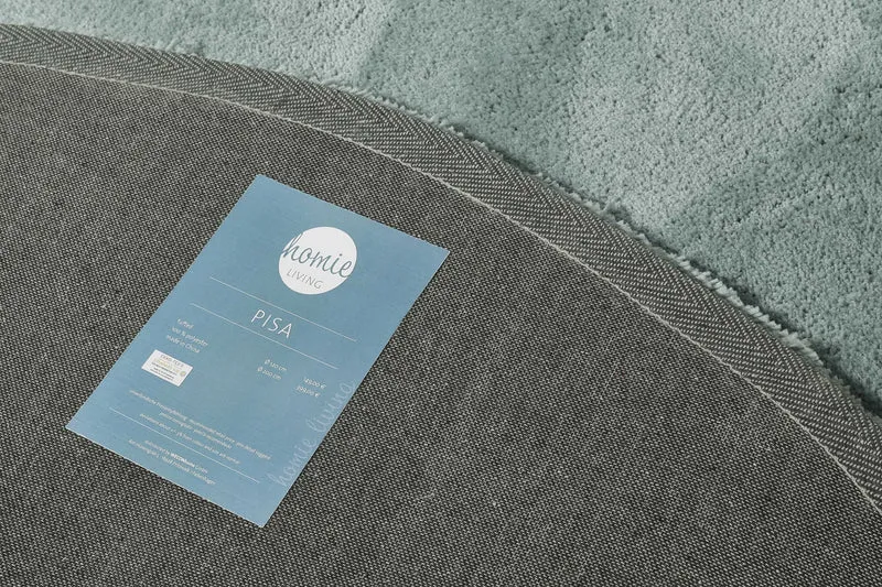 Teppich Rund Türkis Grau Hochflor "Pisa" Homie Living