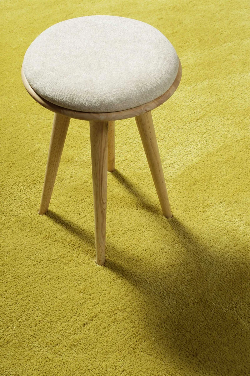 Teppich Rund Senfgelb Hochflor "Pisa" Homie Living