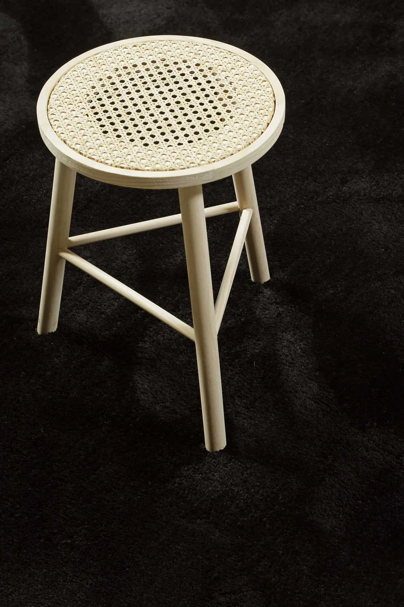 Teppich Rund Schwarz Hochflor "Pisa" Homie Living