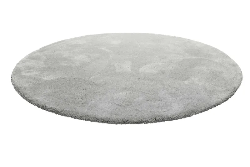 Teppich Rund Hellgrau Hochflor "Pisa" Homie Living