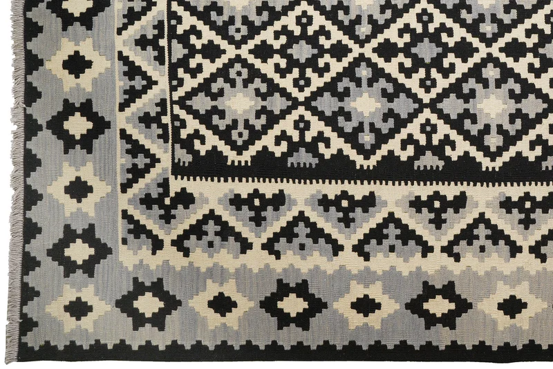 Kelim Gashgai · Handgewebt – Schwarz, 300x206 cm