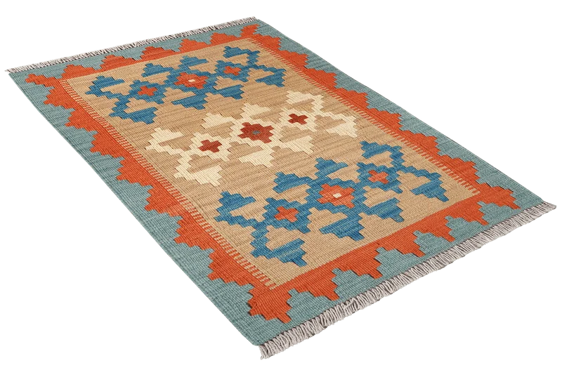 Kelim Gashgai · Handgewebt – Beige, 92x62 cm