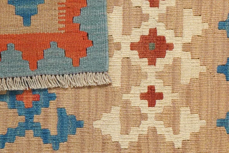 Kelim Gashgai · Handgewebt – Beige, 92x62 cm