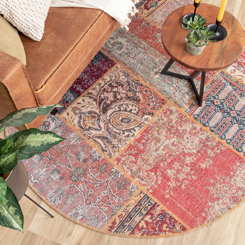 Teppich Patchwork Rund - Moods Rot No.16
