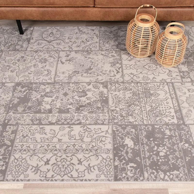 Teppich Patchwork - Miracle Grau Braun
