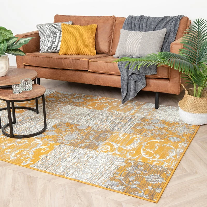 Teppich Patchwork - Famous Ocker