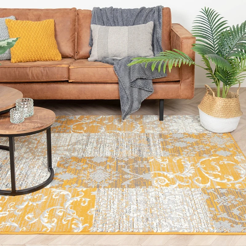 Teppich Patchwork - Famous Ocker