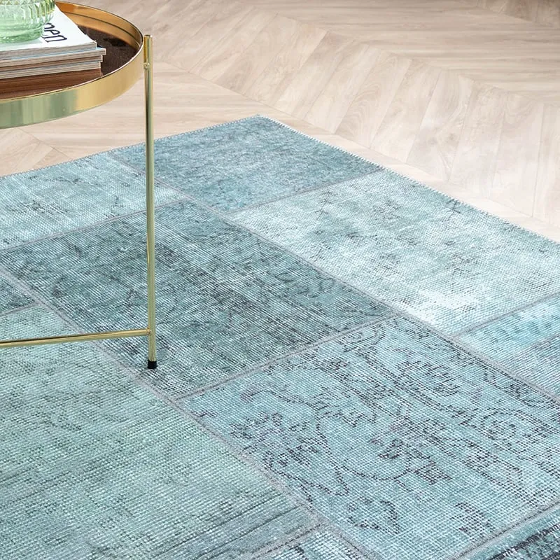 Teppich Patchwork - Estate Blau Grün