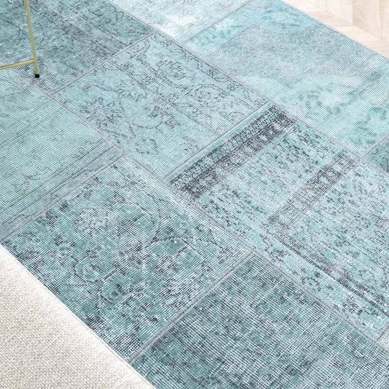 Teppich Patchwork - Estate Blau Grün